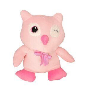 Homerbest Pink‎ Owl Plush Toy With Bow 10"